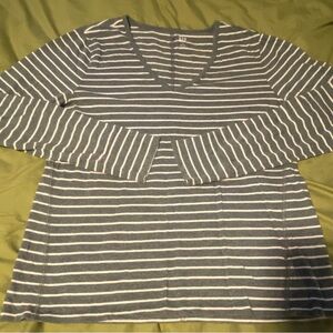 GAP Long Sleeve Tee in Gray and Pink Stripes